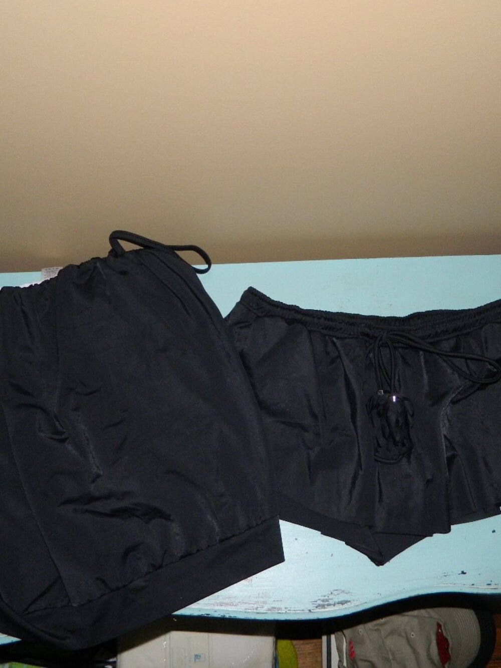 Venus 2 Pc Tankini Swim Shorts Skort Tassel Drawstring Black Size 10 (V-40)